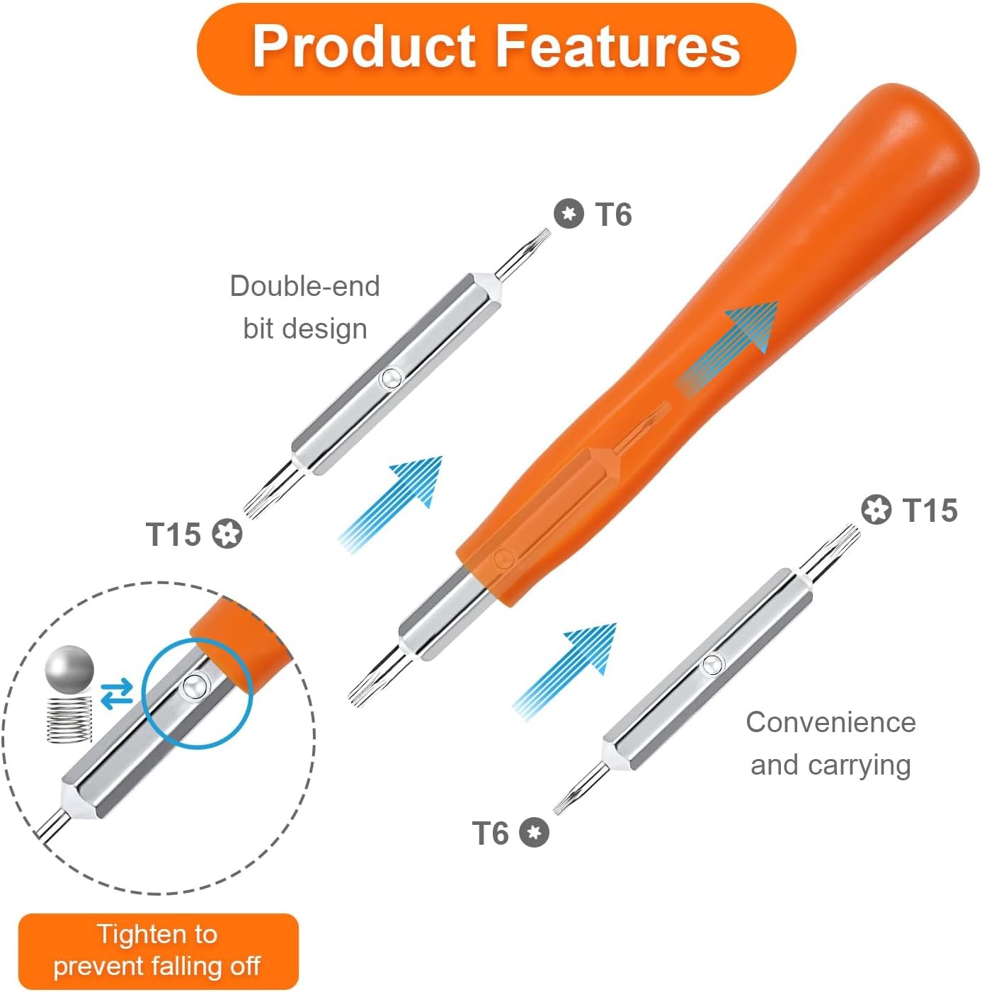Screwdriver for Ring Doorbell Replacement with 4.7 INCH, Orange