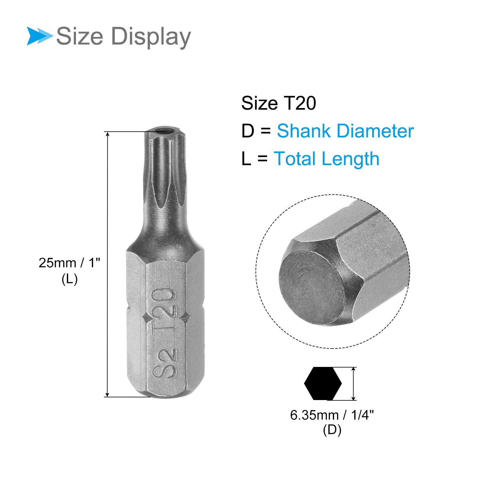 25pcs Torx Screwdriver Bits 1/4″ Hex Shank 25mm T20 Magnetic Screwdrivers Bit