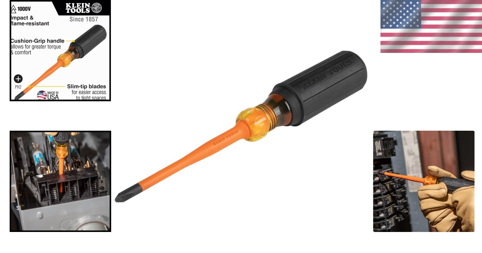 Klein 1000V Slim Insulated Screwdriver – Comfort Grip, Perfect for Tight Spaces