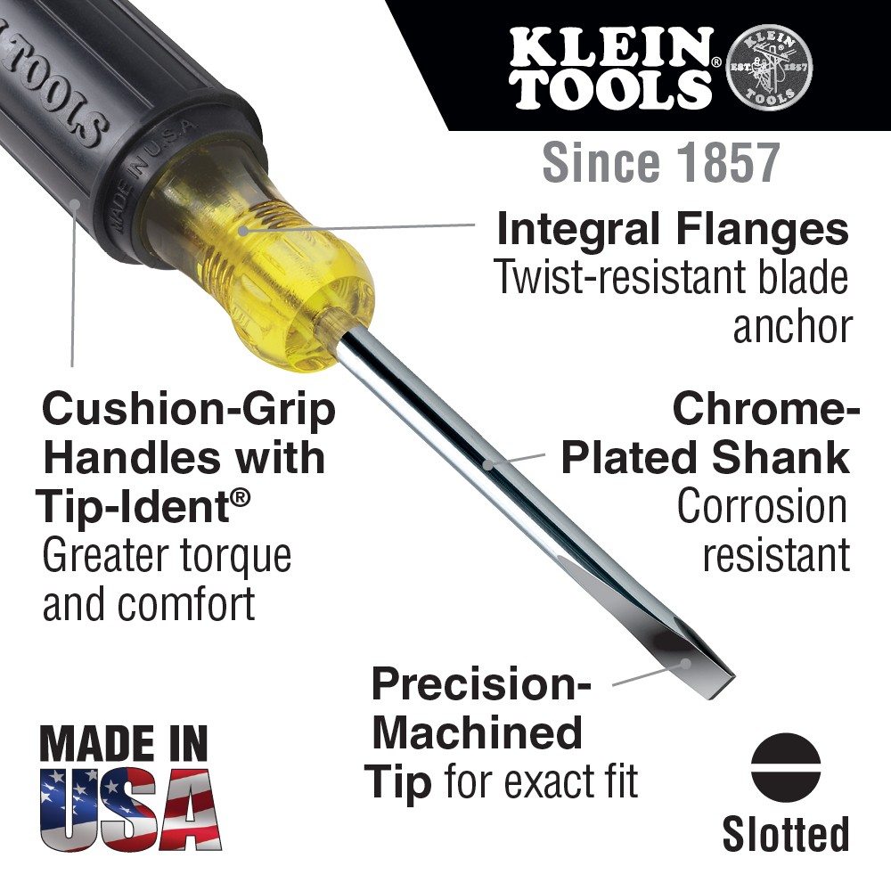 Klein Tools 602-6 5/16-Inch Keystone Screwdriver, 6-Inch Round Shank