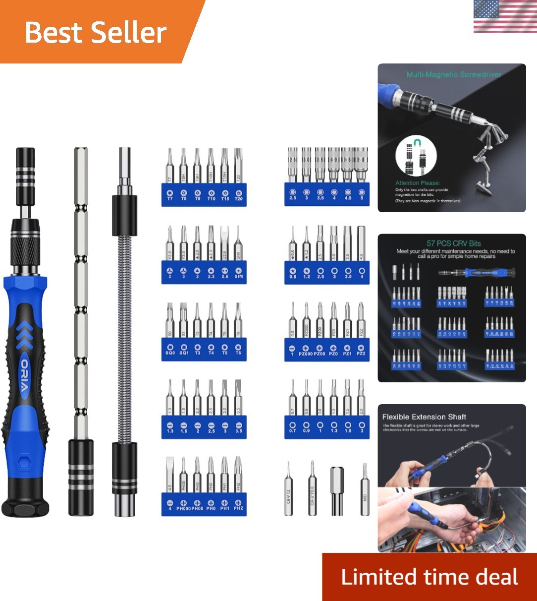 Blue Precision Screwdriver Set – 60 in 1, Alloy Steel, Ergonomic, Portable