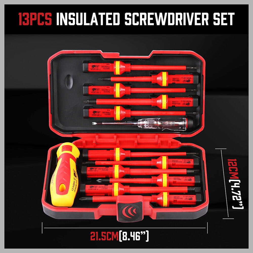 13PC 1000V Magnetic Insulated Electrician Screwdriver Set VDE-GS DIY Tool Kit