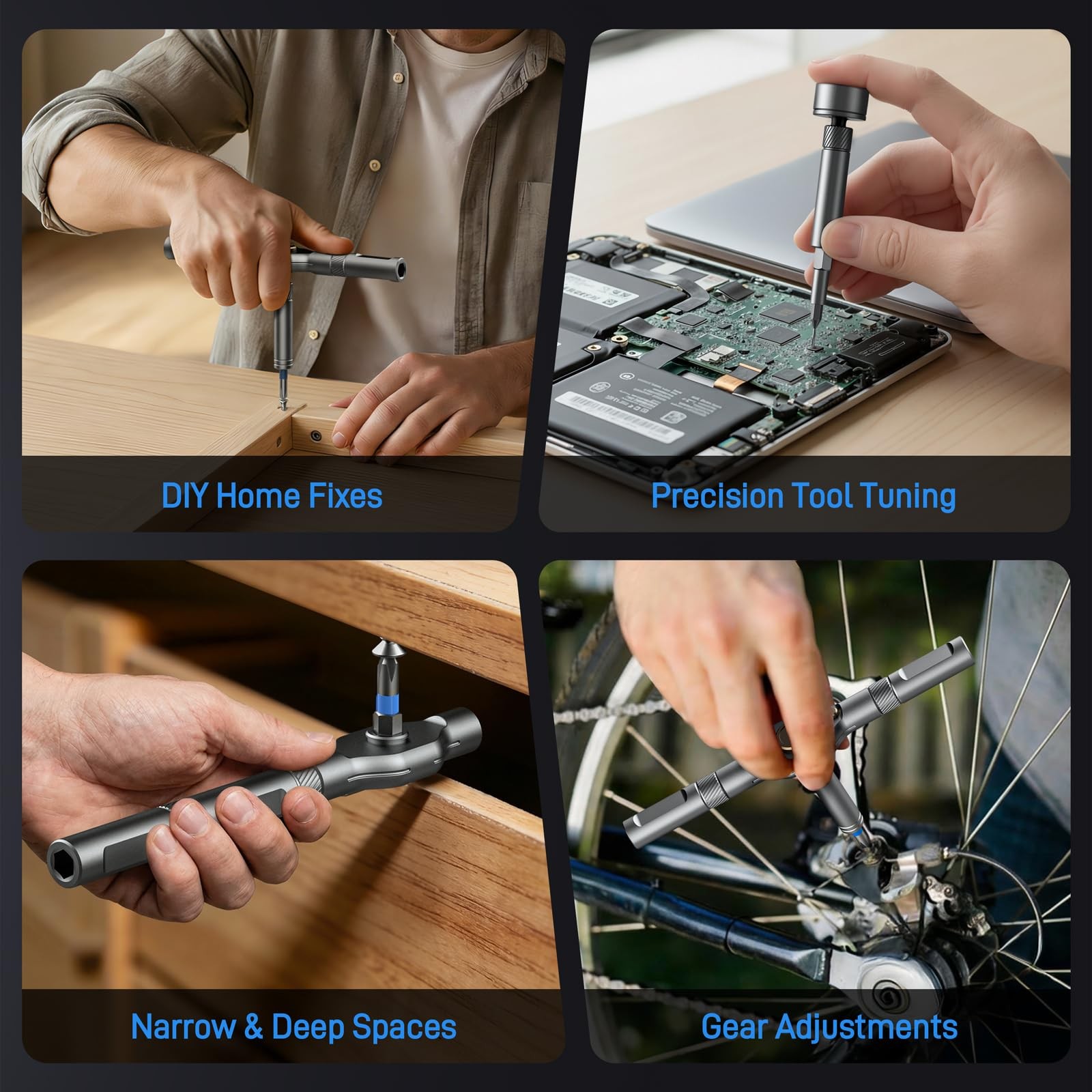 74 in 1 Magnetic Ratchet Screwdriver Set T Handle Tool Kit Repair Black