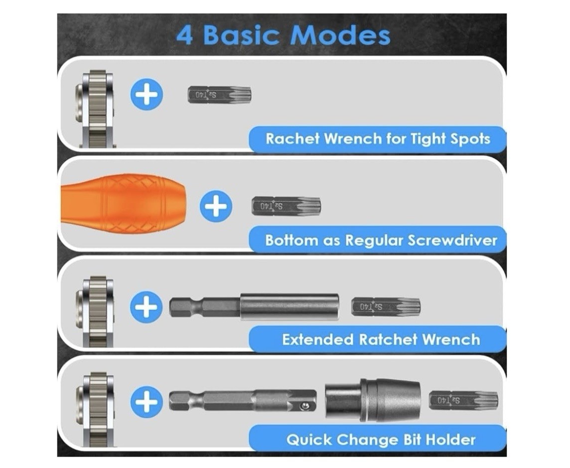 133in1 Mini Ratchet Wrench Screwdriver Bit Set with 1/4″ Hex Shank