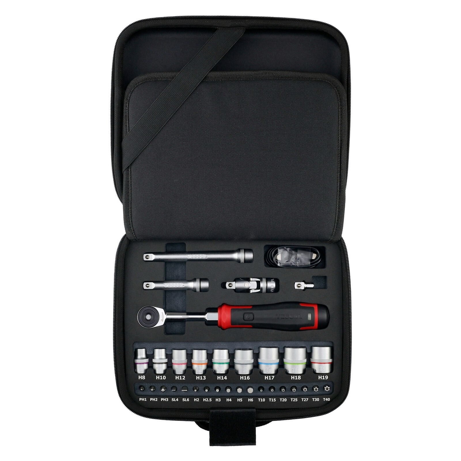 VESSEL 400ER3-1M Cordless Electric Slim Ratchet Wrench Set 33 Pcs. From JAPAN