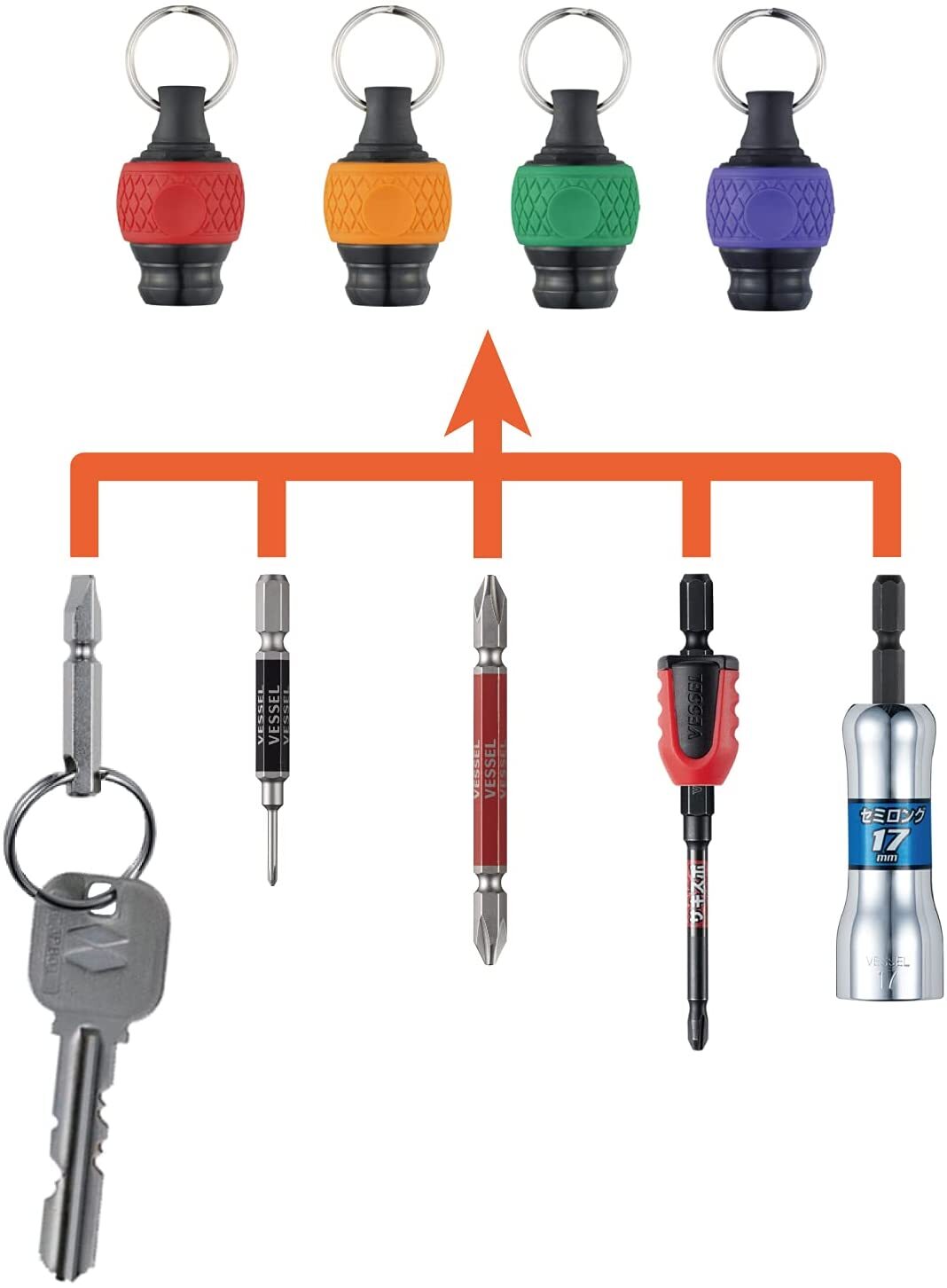 VESSEL Ball Grip Quick Catcher Carrying Socket Bit Holder 4 Color No.QB China