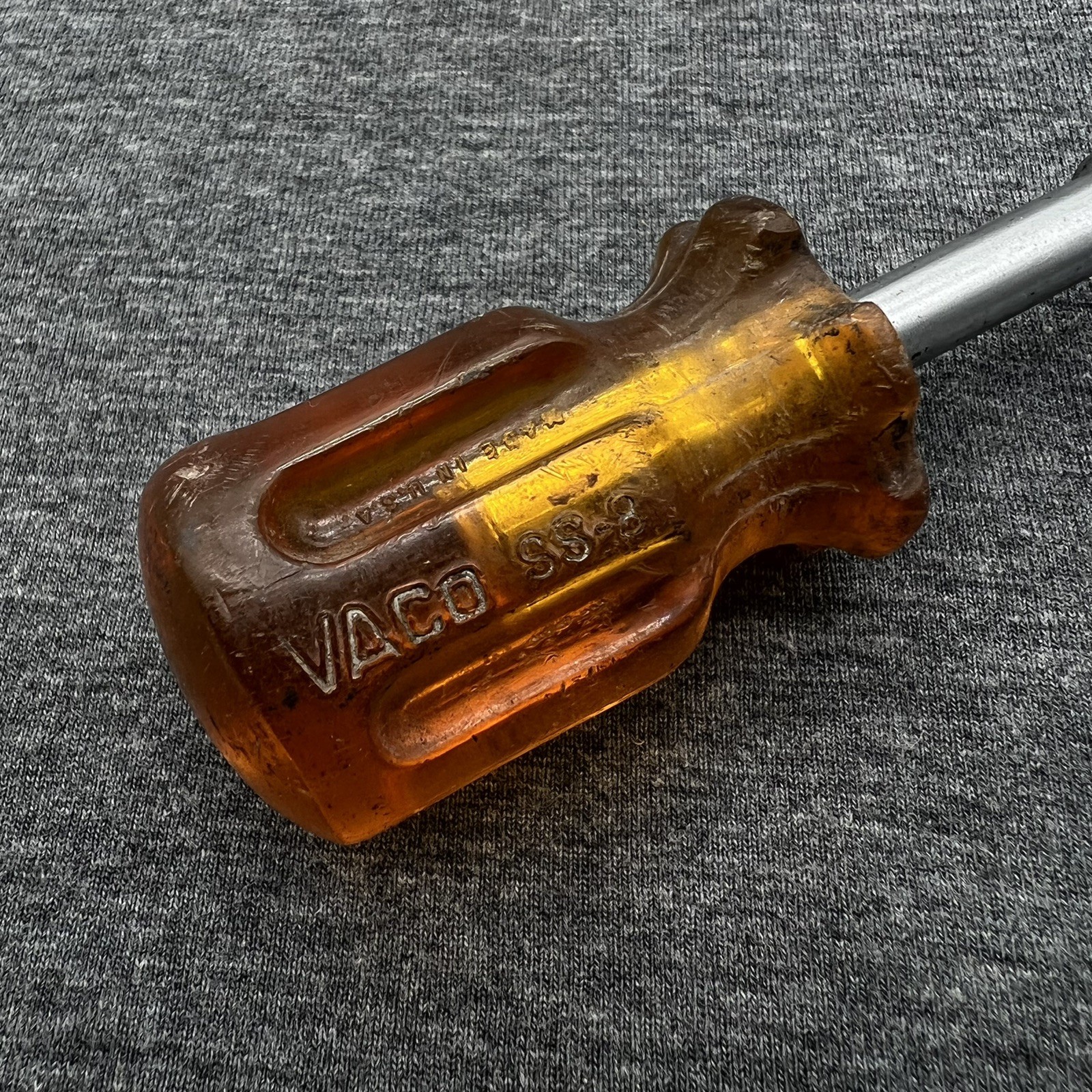 VACO Tools 1/4” Stubby Nut Driver 4 Inches Long SS8 Yellow Handle USA