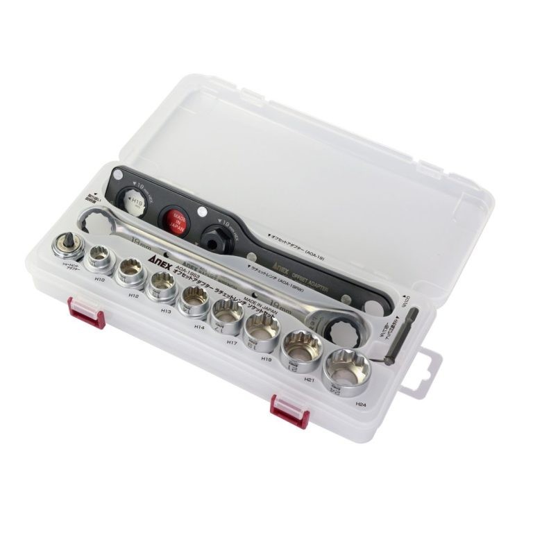 ANEX Offset Adapter Ratchet Wrench Socket Set AOA-19S3 H10-H24 Japan