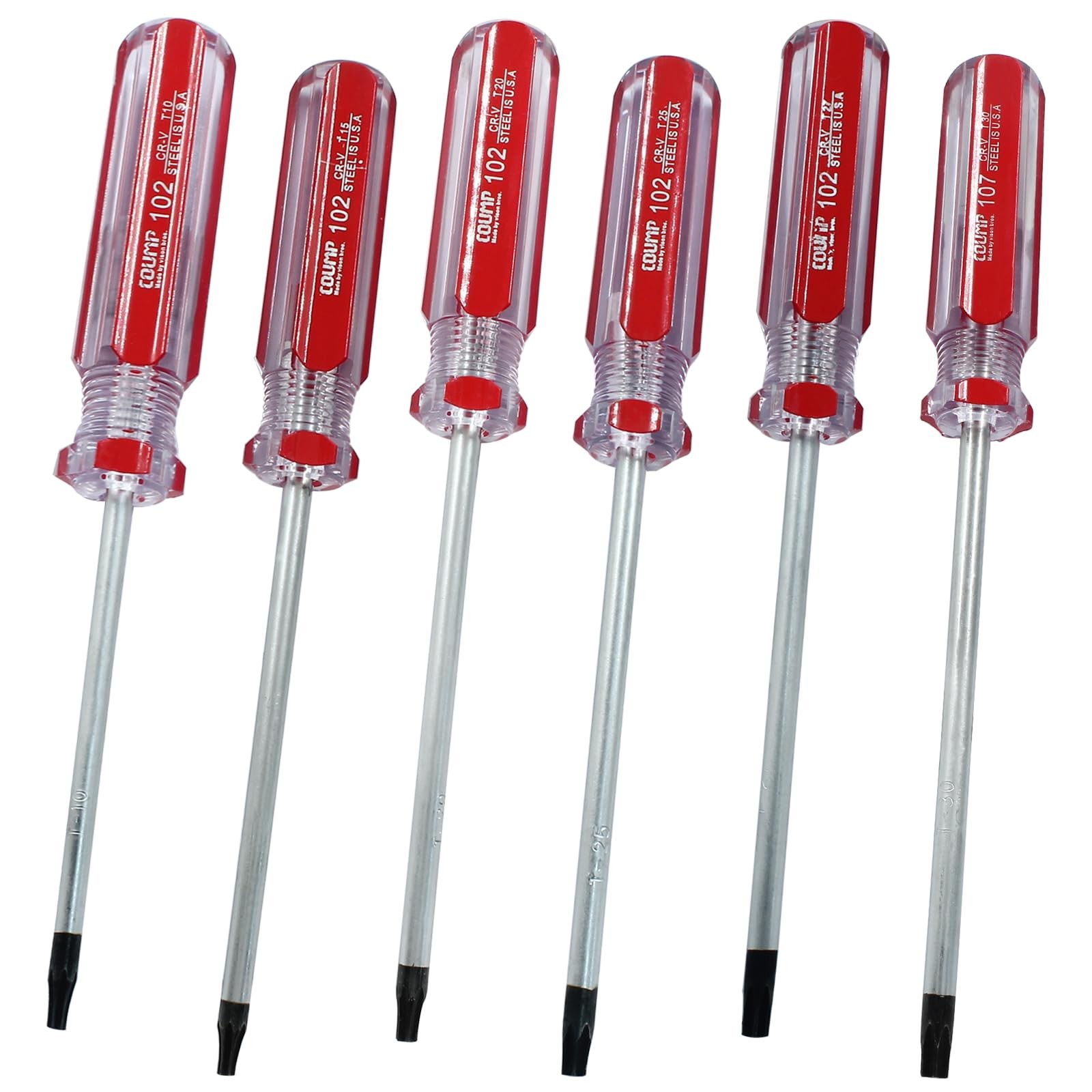 6 Pc Security Torx Screwdriver Set with Magnetic Tip, T10 T15 T20 T25 T27 T30…