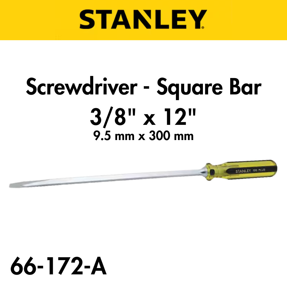 STANLEY 100 PLUS® 66-172-A Screwdriver Square Blade/Standard Tip 3/8 in x 12 in
