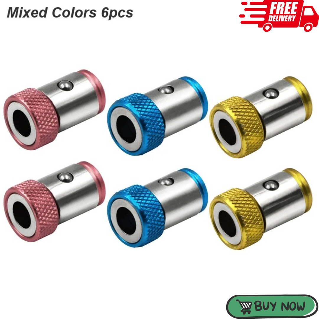 6 x Screwdriver Head Magnetic Ring Pivoting Bit Tip Screw Holder Magnetizer