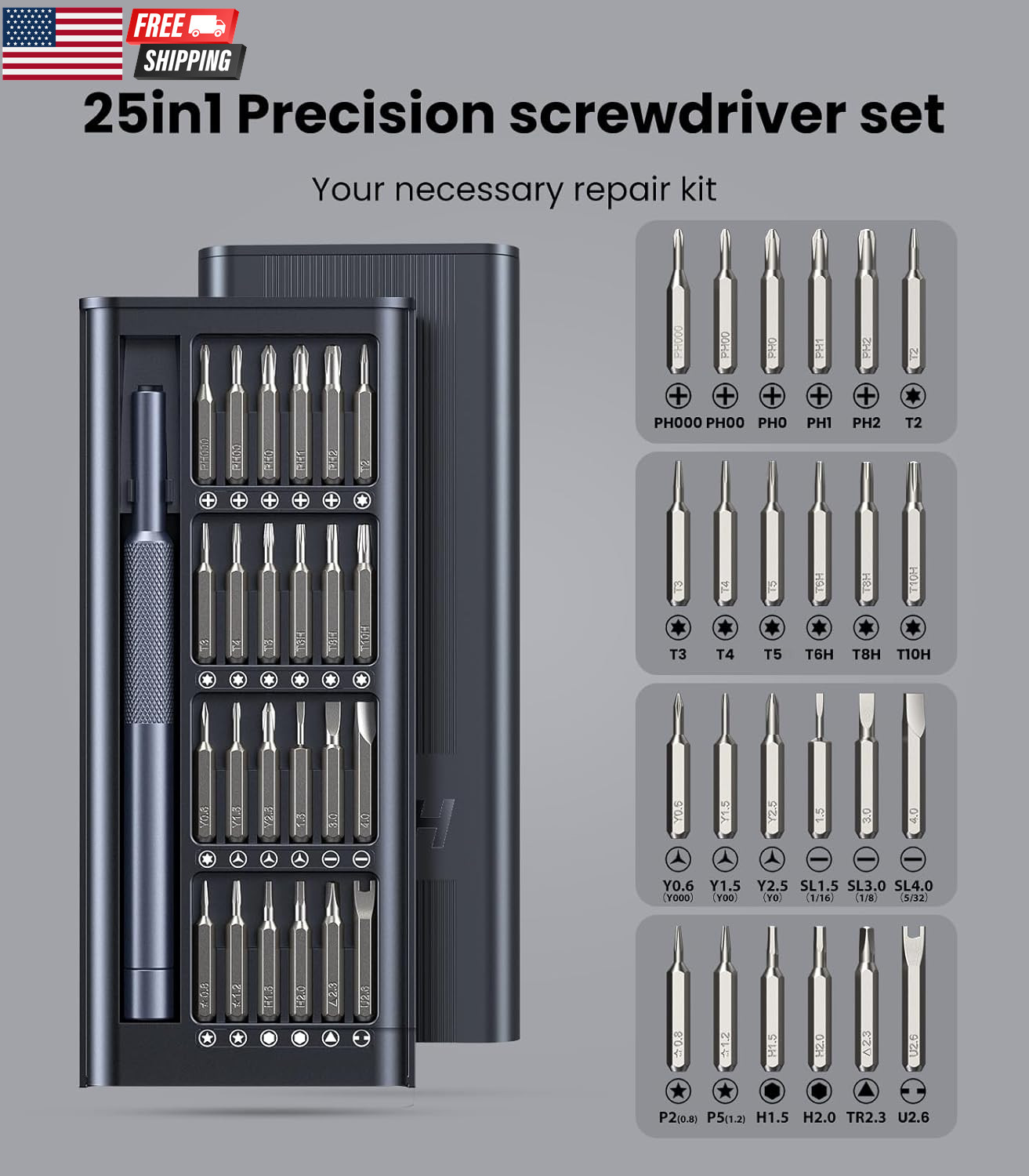 25-In-1 Small Precision Screwdriver Set, Professional Magnetic Mini Repair Tool