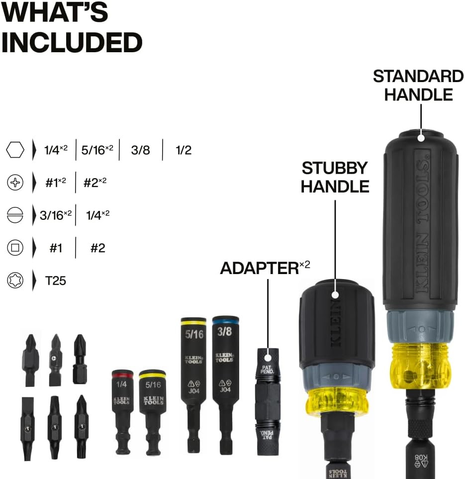 Klein Tools 80191 KNECT (S) Impact-Rated Multi-Bit Screwdriver Set, 11-In-1 and