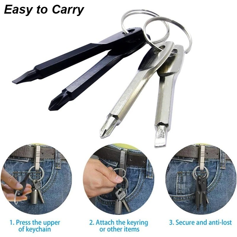 NEW Mini Keychain Screwdriver Set Portable Phillips Slotted Pocket Repair Tool