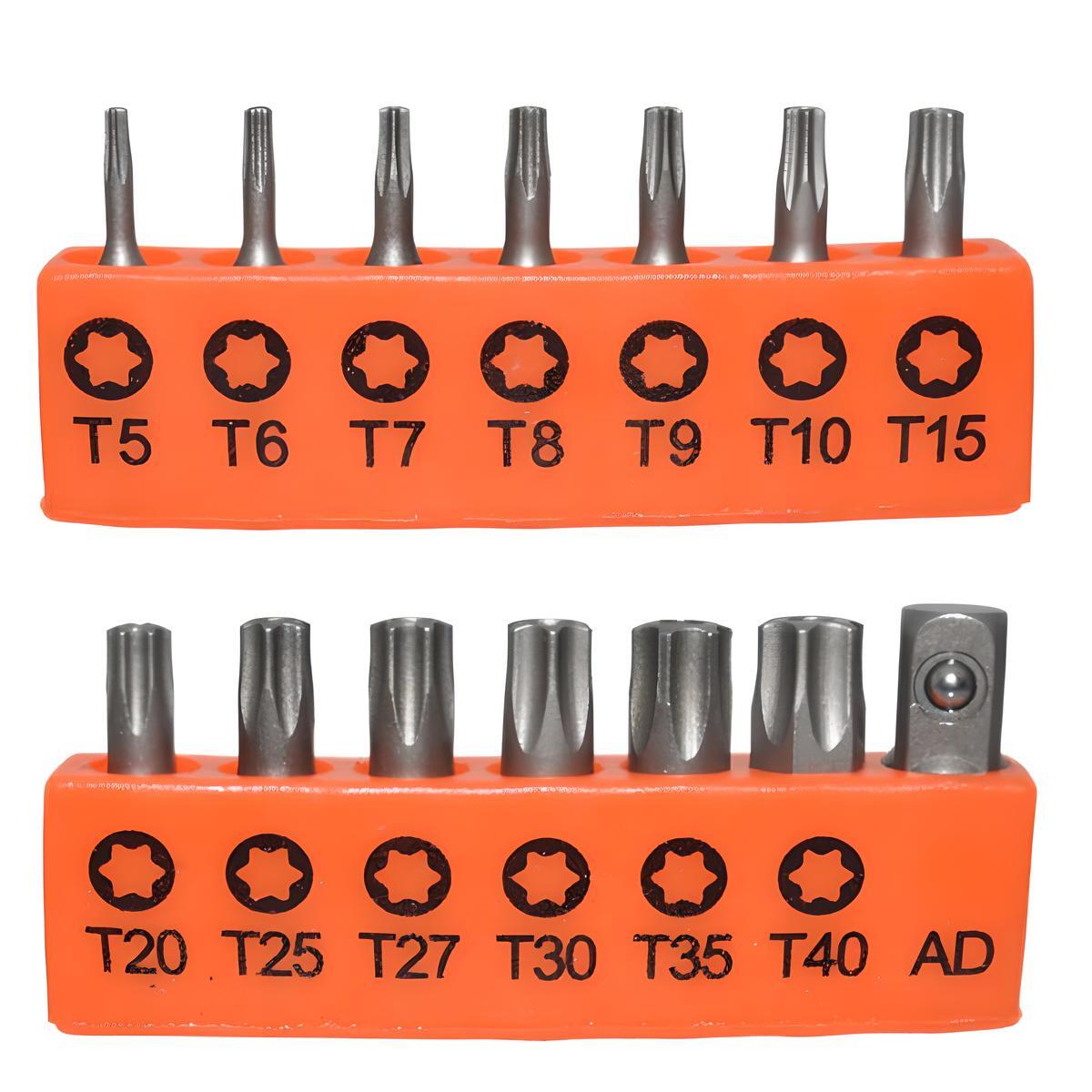 14*Torx Hex Bit Set Security Tamper Proof Torx Star Resistant S2 Steel T5-T40