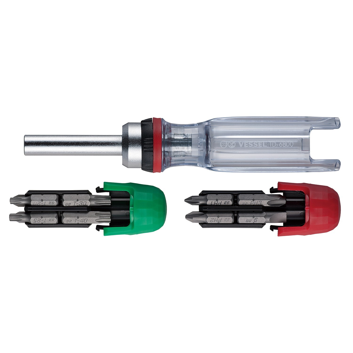 Vessel Tools TD6816MG CRYSTALINE Ratchet Screwdriver with Insert Bits, 16 Pc.