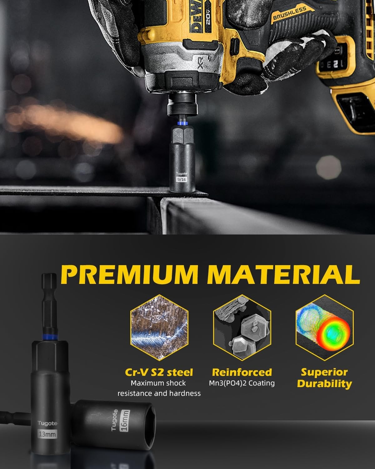 61PCS Impact Nut Driver Set – Magnetic Deep Nut Drivers for Drills Metric & SAE