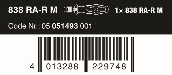 Wera 838 RA-R M Bitholding Ratcheting Screwdriver 1/4″ 05051493001
