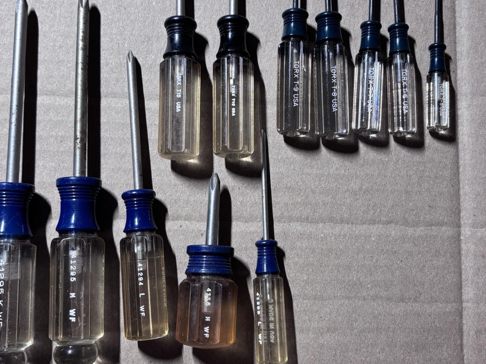 Vintage Craftsman WF USA Screwdriver Set Lot (27 Pc) Flathead Phillips Torx Blue