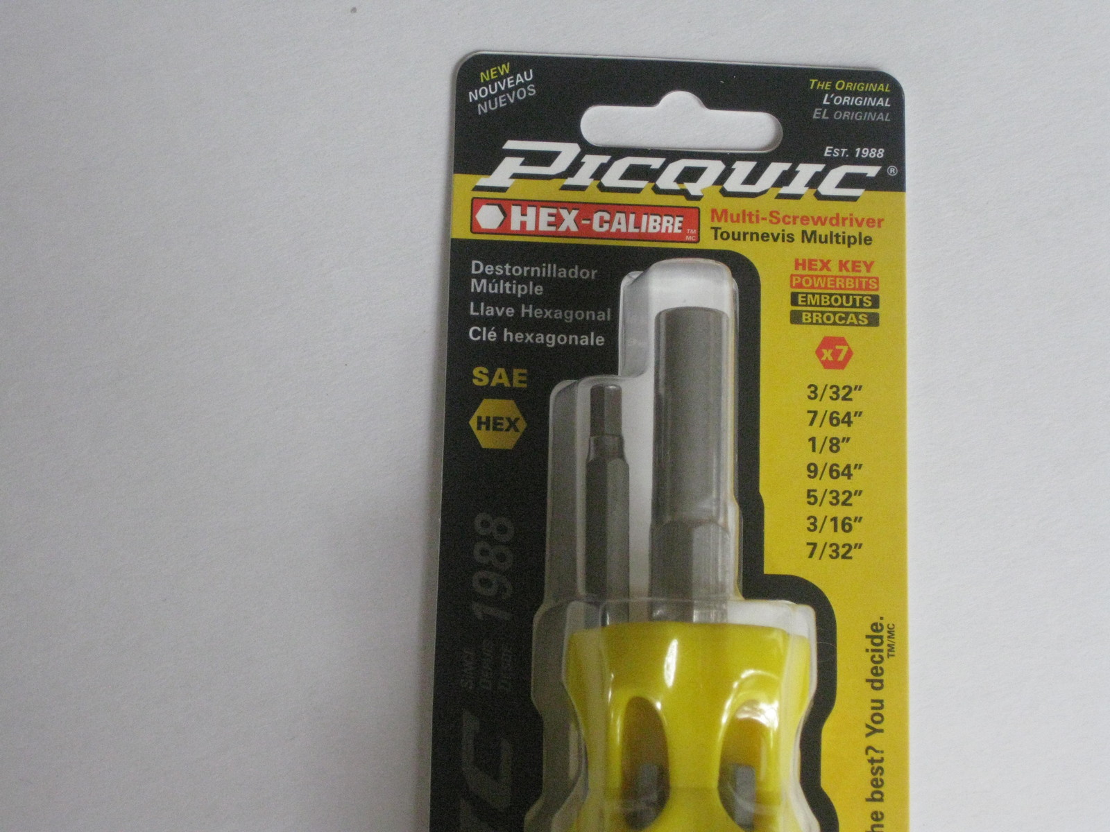 PICQUIC HEX-Calibre SAE Multi Bit Driver with 7- SAE Hex Key Powerbits #88151