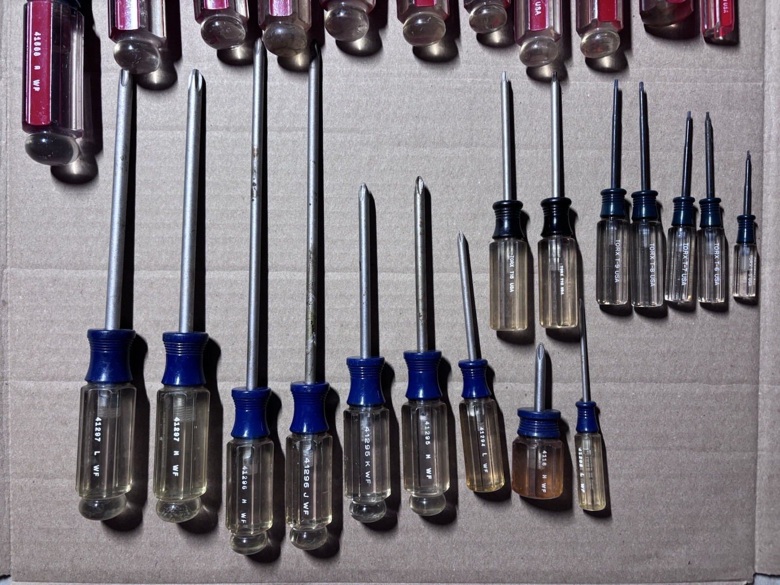 Vintage Craftsman WF USA Screwdriver Set Lot (27 Pc) Flathead Phillips Torx Blue