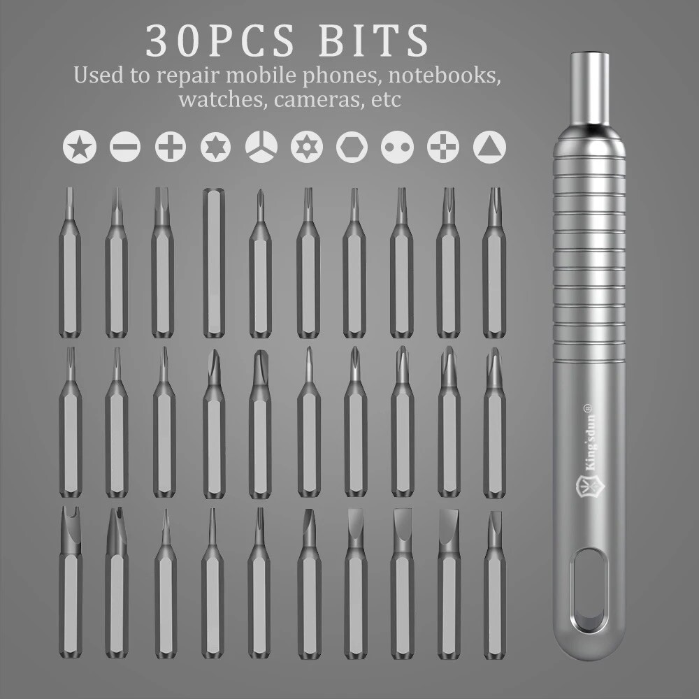 30 Micro Bits Multi-function Precision Pocket Mini Screwdriver Set Tool Kit Size