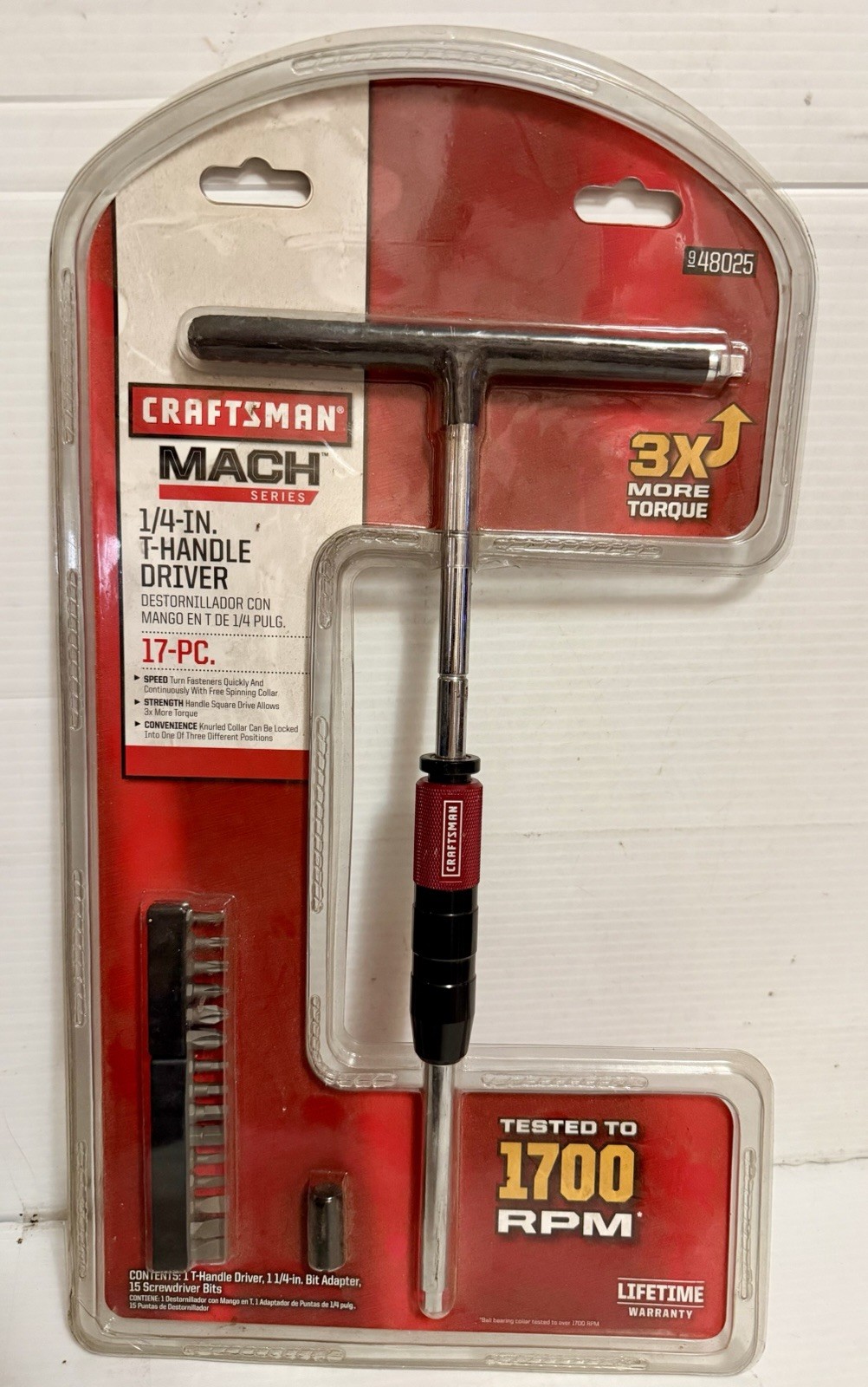 New! Craftsman 948025 MACH SERIES 17-Pieces 1/4″ T-Handle Driver & Bit Set Fast