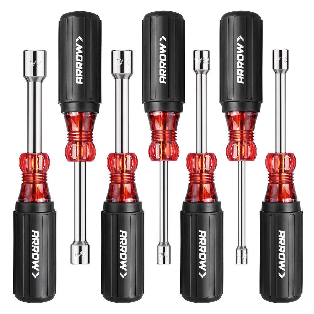 ARROW 7 PCS SAE Nut Drivers Set with Non-Slip Grip Cr-V Steel for Tightening New
