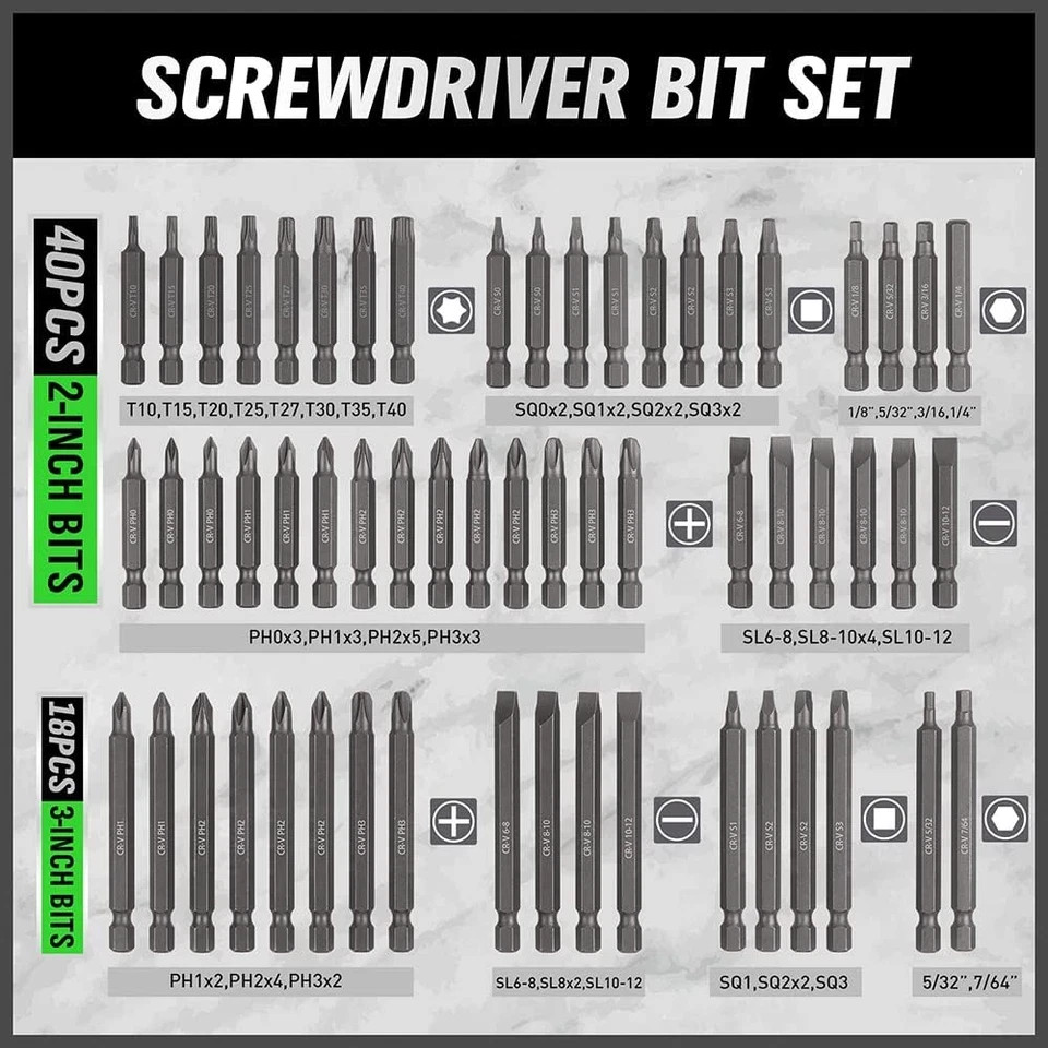 SWANLAKE 232-Piece Ultimate Screwdriver Bit Set, Cr-V Impact Driver Bit Set, Inc