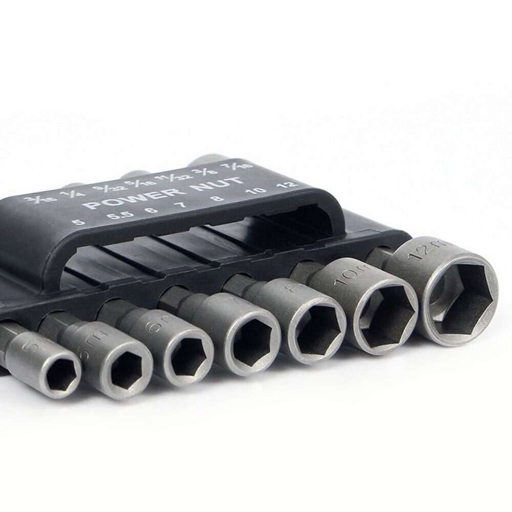 28Pcs Power Nuts Driver Drill Bit Set Metric Socket Wrench 1/4” Driver Hex Keys