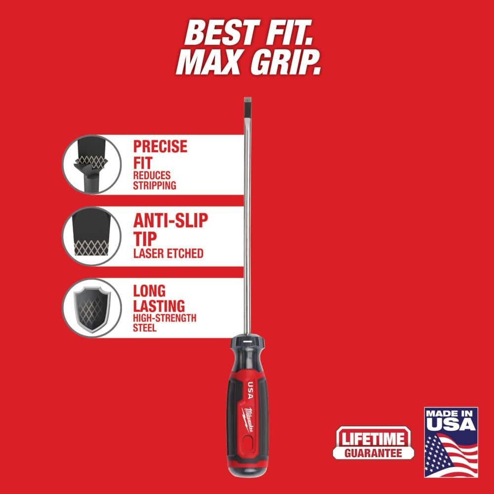 Milwaukee 6 in. x 3/16 in. Cabinet Screwdriver with Cushion Grip