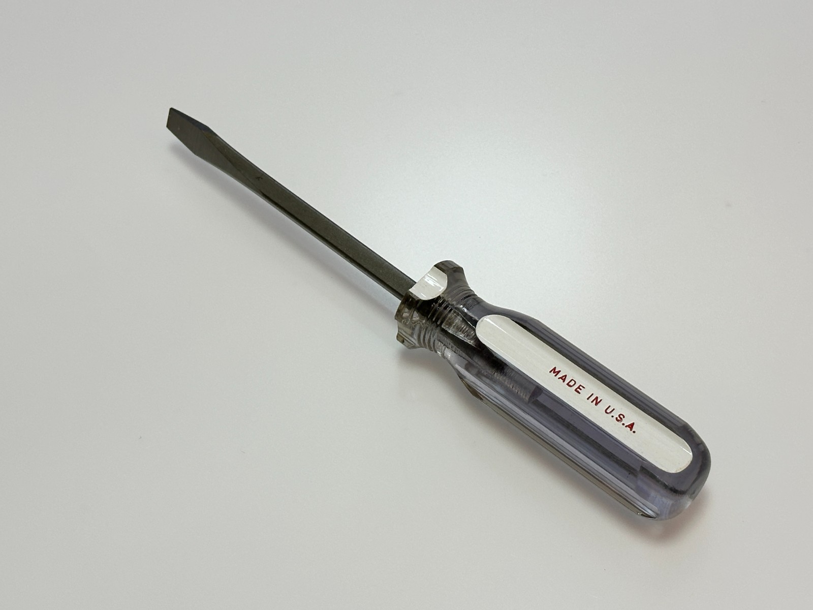 Armstrong Tools USA 66-207 NOS RARE White/Clear Handle Flat Slotted Screwdriver