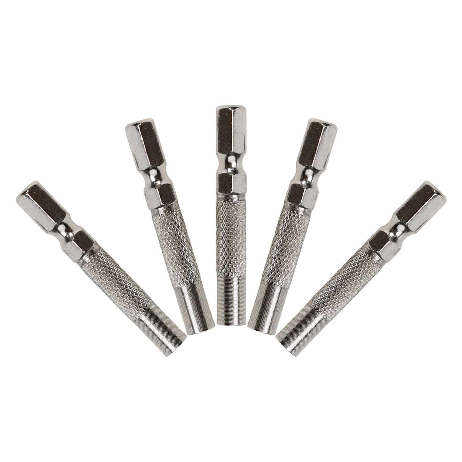 Silver 6.35mm 1/4″ Insert Bit Adapter 5PCS Hex 6.35mm Electric Screwdriver