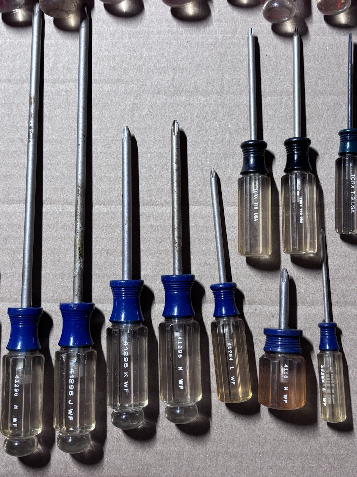 Vintage Craftsman WF USA Screwdriver Set Lot (27 Pc) Flathead Phillips Torx Blue