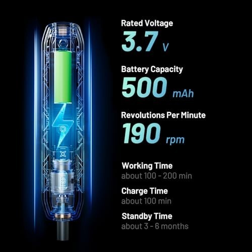 EZARC Electric Screwdriver Set, 181 in 1 Cordless Screwdriver, 3 Torque Black