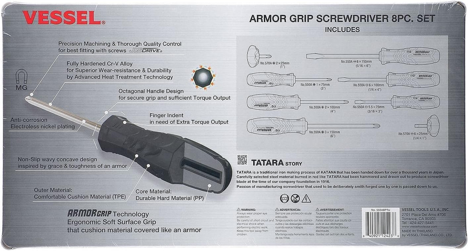 ARMOR GRIP Screwdriver 8PC. Set (JISDRIVE) No.550A8Ptu (Previous)