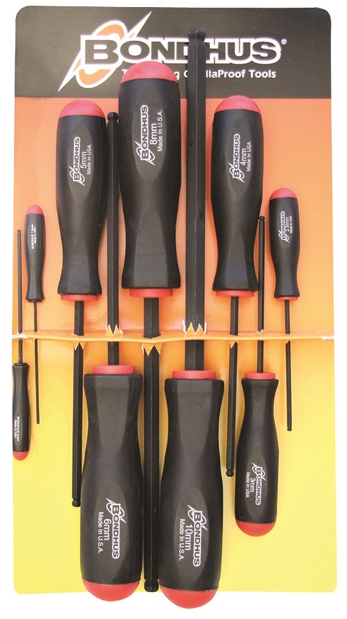Bondhus 9pc Ball End Hex Screwdriver Set 1.5-10mm Metric MADE IN USA 10699