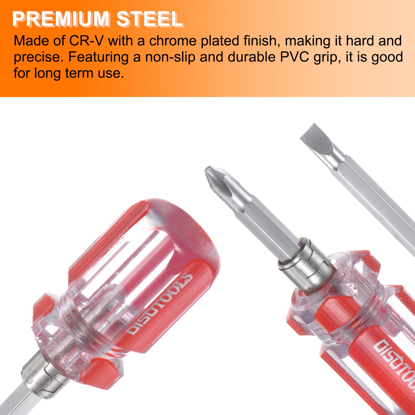 2 in 1 Short Screwdriver Stubby Magnetic Phillips Flat Head Screwdriver Red