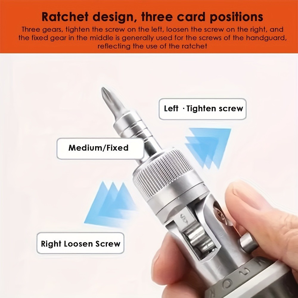 Multi-Angle Ratchet Screwdriver Set – 8 Bits, Adjustable for Tight Spaces