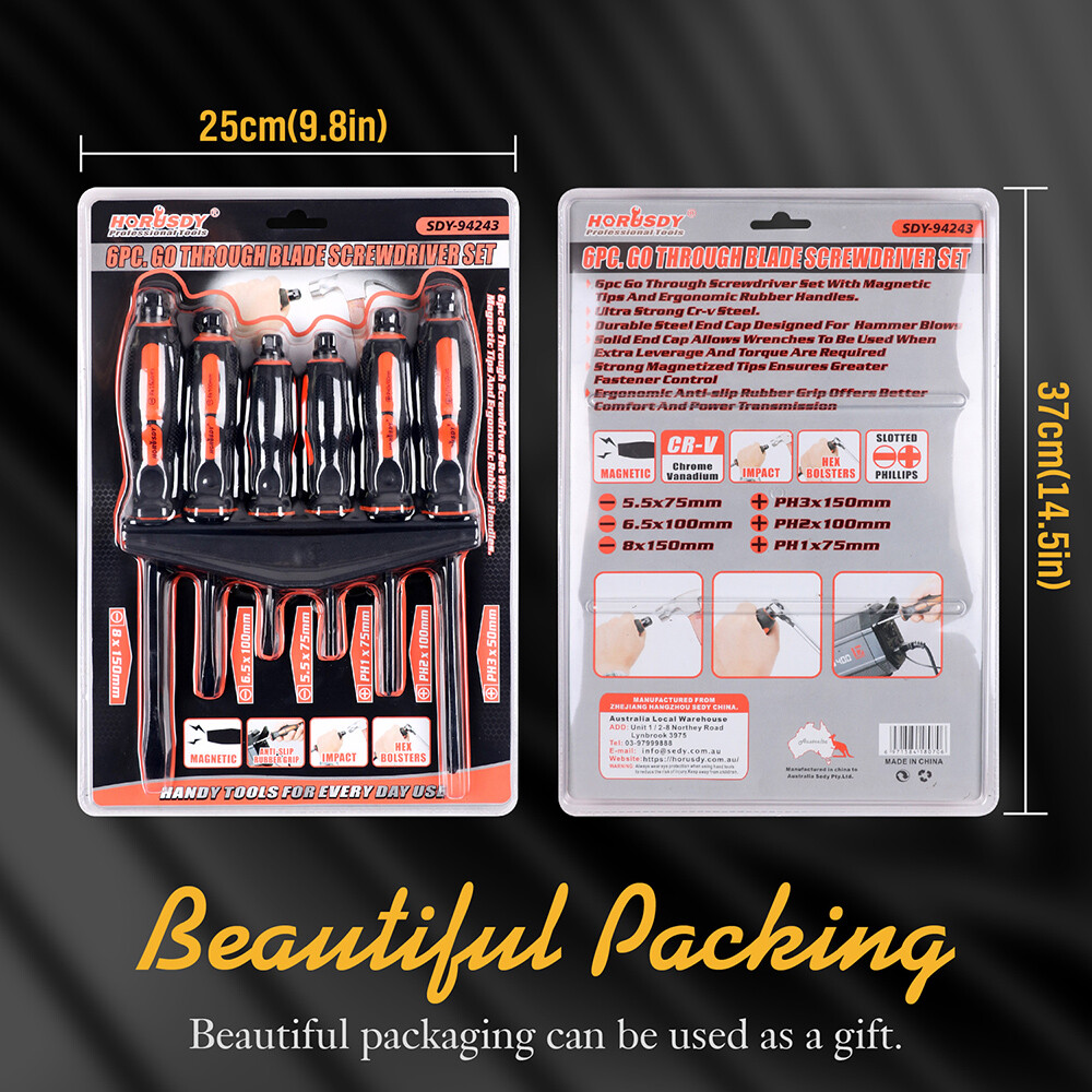 6 Pcs Magnetic Screwdriver Set Fastening Chiselling Loosening 3 Phillips 3 Flat