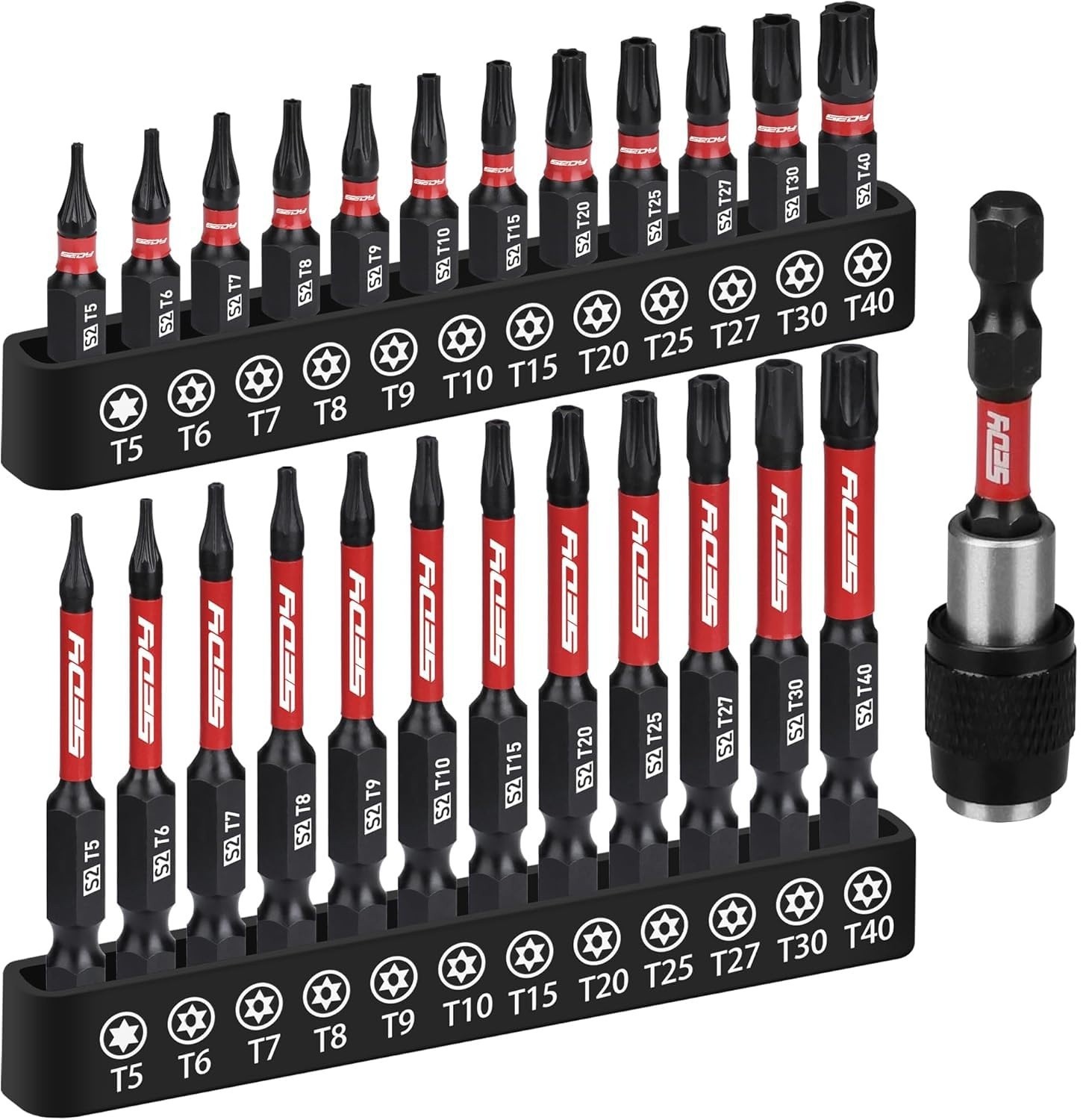 25-PCS Torx Bit Set, 1”&2.5” Security Tamper Proof Torx Impact Screwdriver Bit