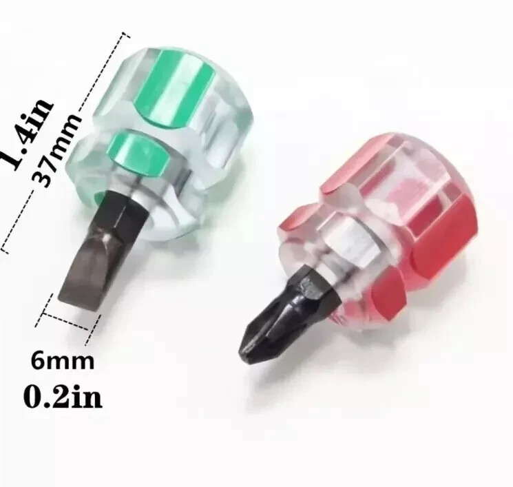 Mini Ultra Short Stubby Screwdriver Set 2 Pieces 1 Phillips, 1 Flat