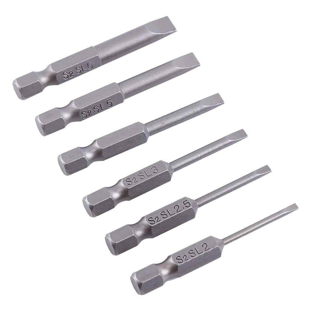 6pcs Flat Head Slotted Tip Magnetic Slotted Screwdrivers Bits, 0.25″ 2.0-6.0m…
