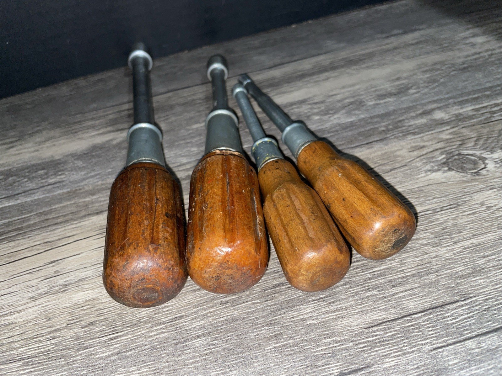 Spintite SPIN TITE Walden Nut Drivers Made USA Vintage Wood Handles Lot Of 4