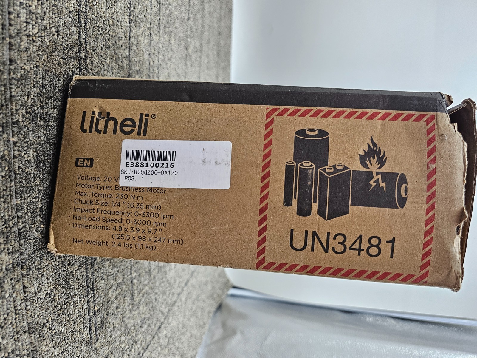 Litheli U20QZ00-0A120 20V Cordless Impact Driver 2035 in-lbs Max Torque