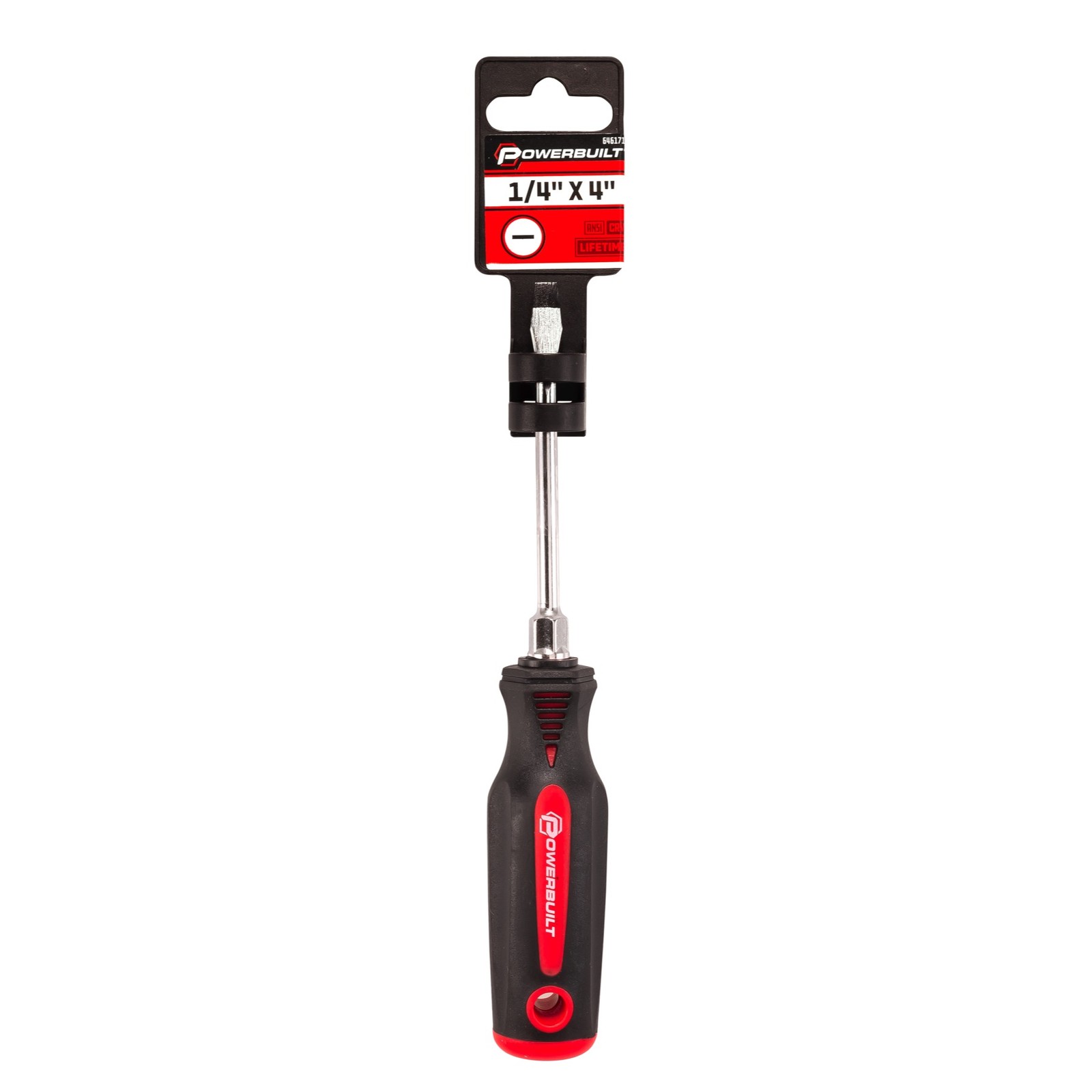 Powerbuilt 1/4 x 4 Inch Slotted Screwdriver with Double Injection Handle –