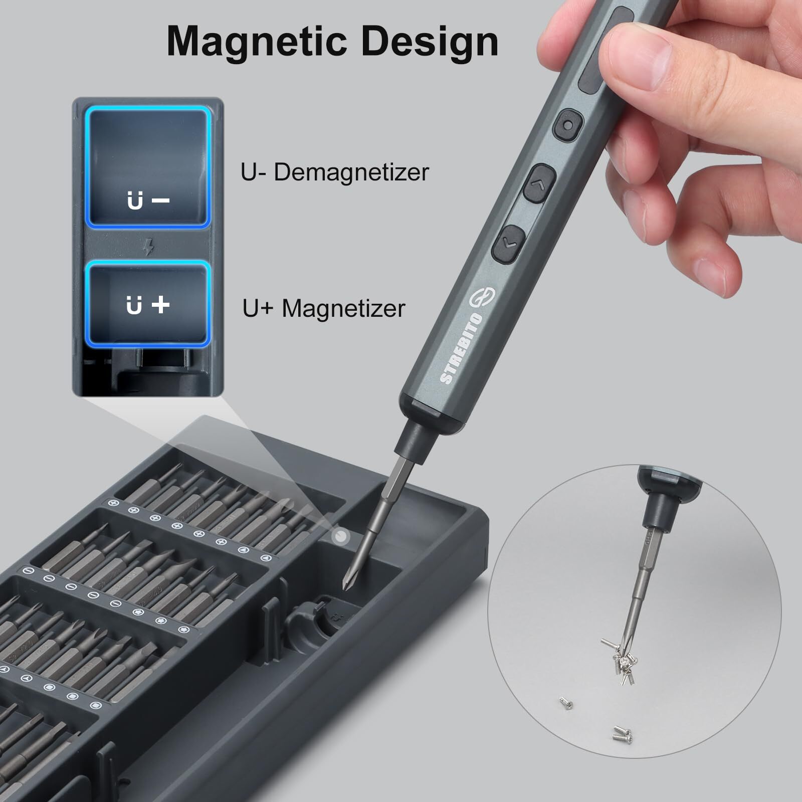 STREBITO Mini Electric Screwdriver Set 70 in 1 Small Electric Screwdriver