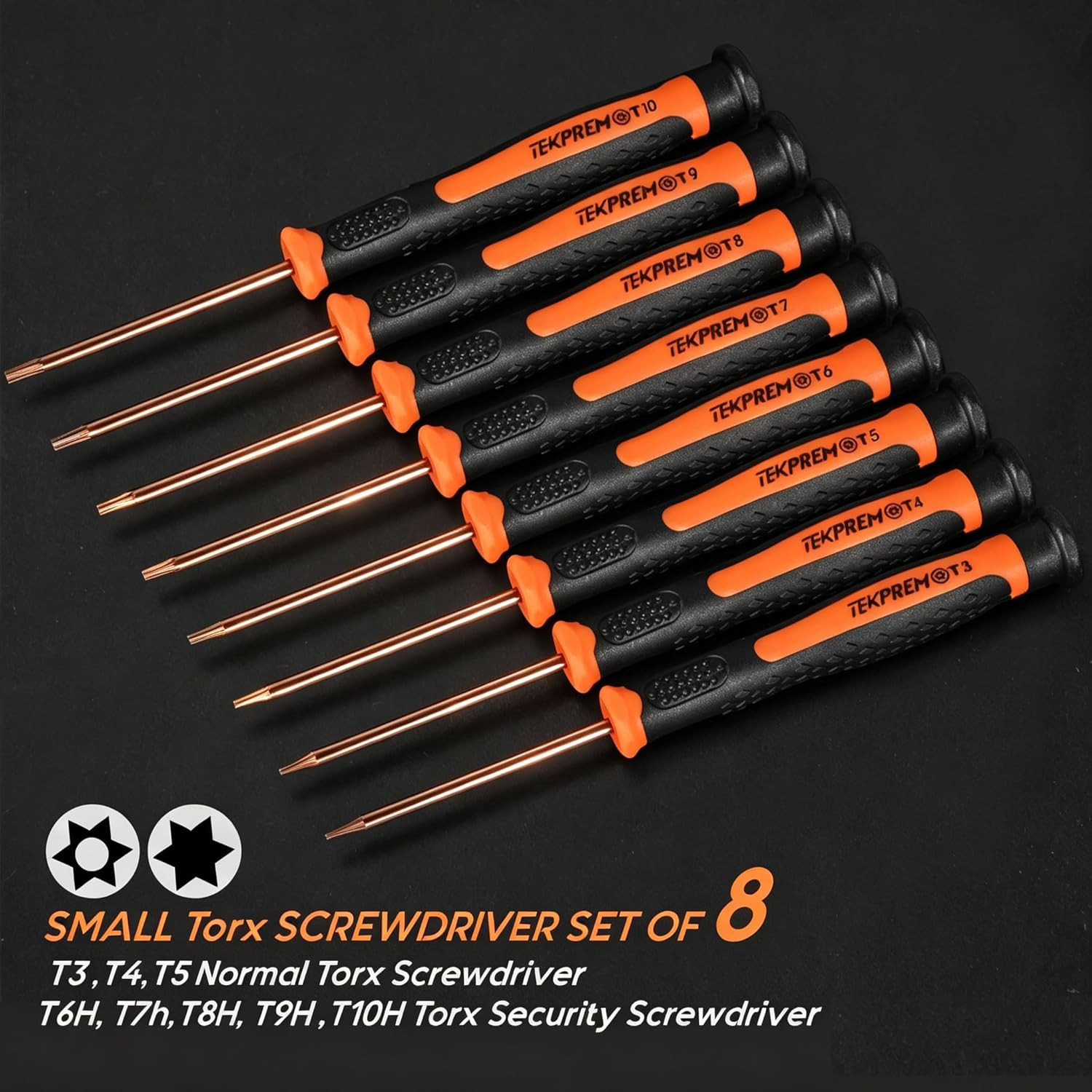 8 in 1 Small Torx Screwdriver Set with T3 T4 T5 T6 T7 T8 T9 T10 Torx Security Bi