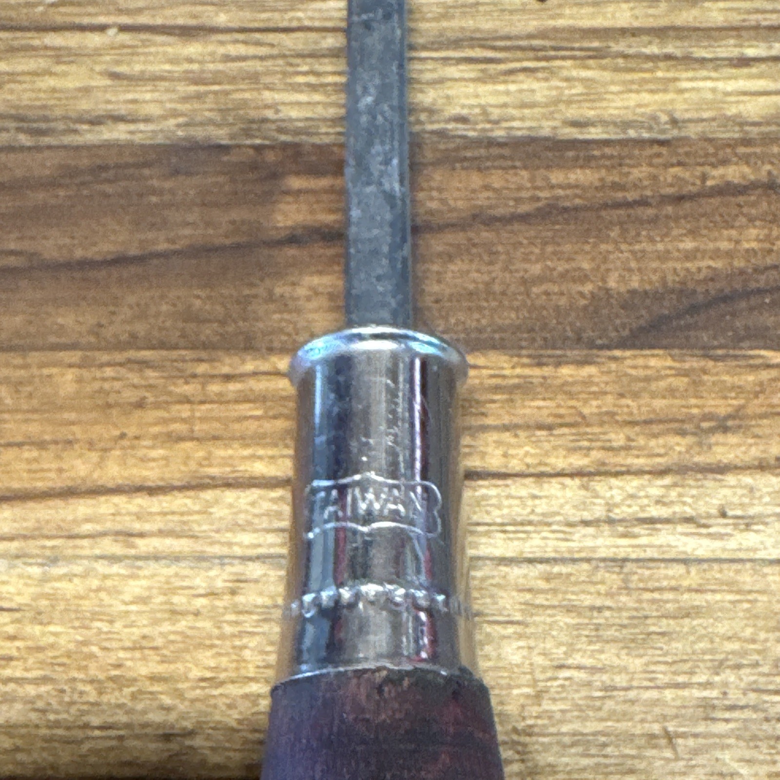 Vintage Wood Handle Screwdriver Set 4pc Brown/Silver China/Taiwan Marked