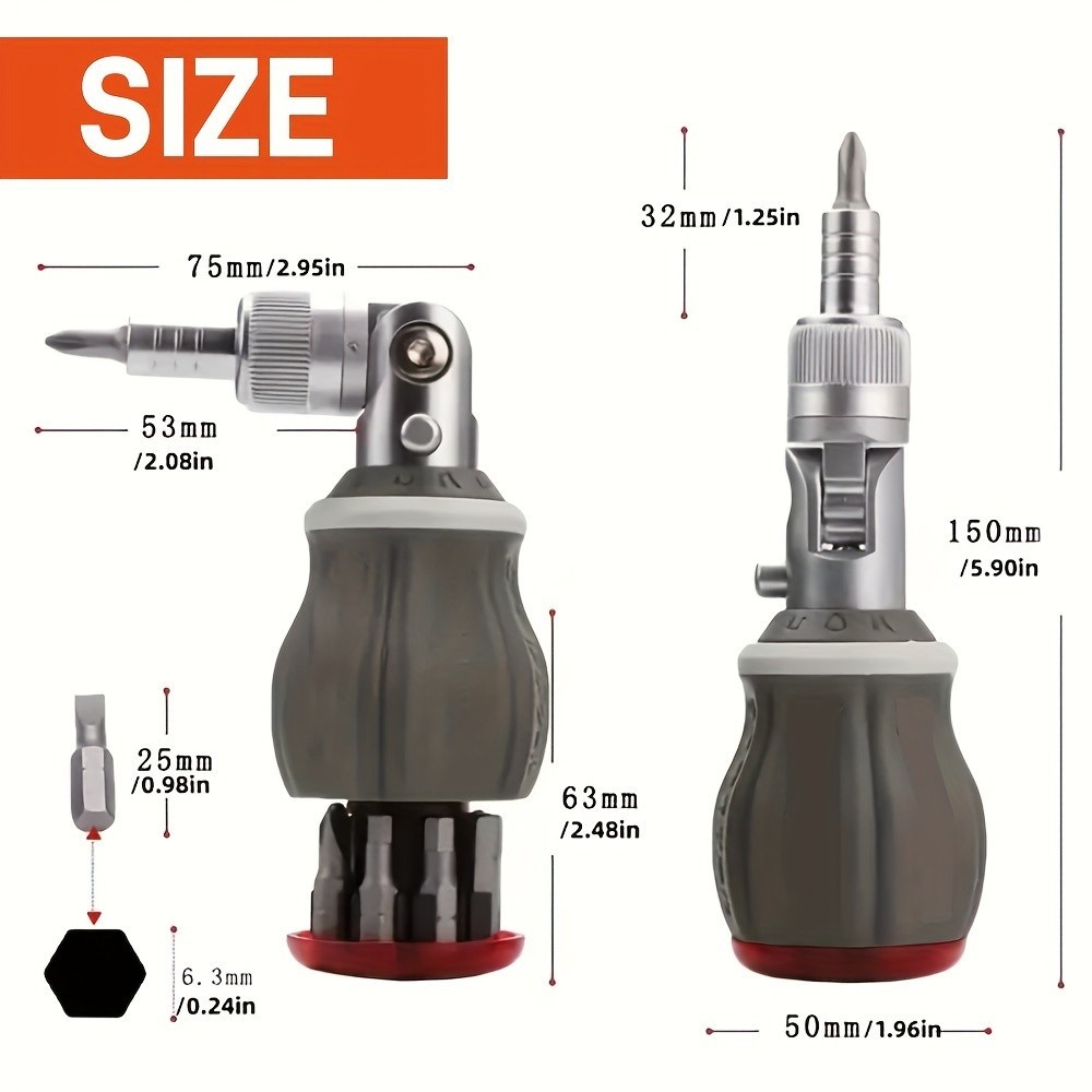 Multi-Angle Ratchet Screwdriver Set – 8 Bits, Adjustable for Tight Spaces